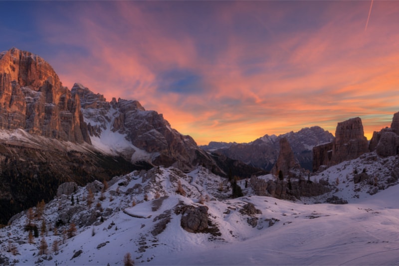 The Dolomites with sunset - Hiking Trails 