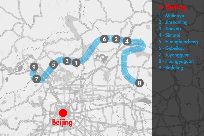 Mappa - Tours della Grande Muraglia Cinese Da Pechino 