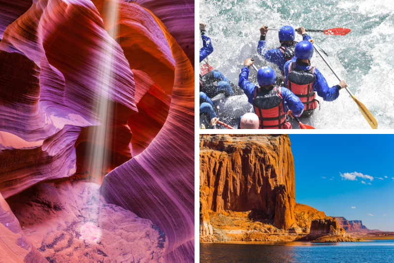 Tagesausflug zu den Highlights von Arizona Antelope Canyon, Lake Powell und Glen Canyon mit Rafting