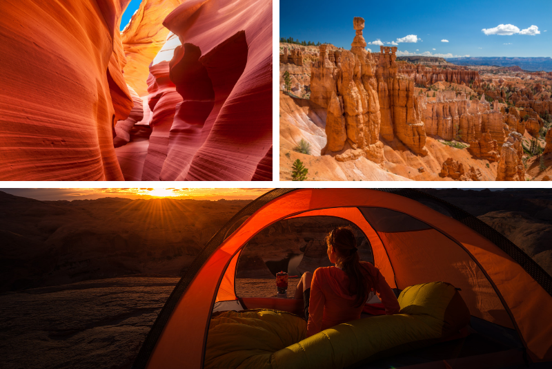 Excursión de campamento de 3 días al Antelope Canyon, Grand Canyon, Zion Park, Bryce Park y Monument Valley
