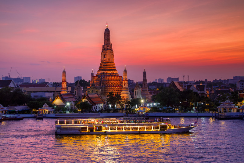 Tour nocturno por la ciudad de Bangkok: puesta de sol y vida nocturna