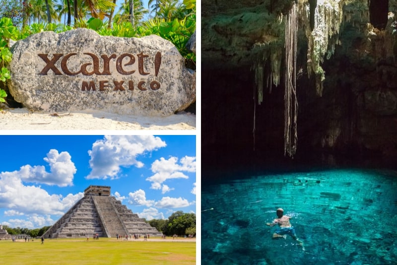 Combo Xcaret Basic und Chichen Itza sowie Schwimmen im Cenote und Mittagessen