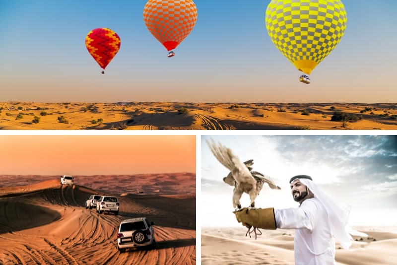 Vol en montgolfière à Dubaï avec petit-déjeuner et fauconnerie