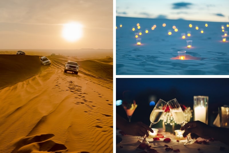 Dîner privé de luxe à 6 plats à Dubaï dans le désert
