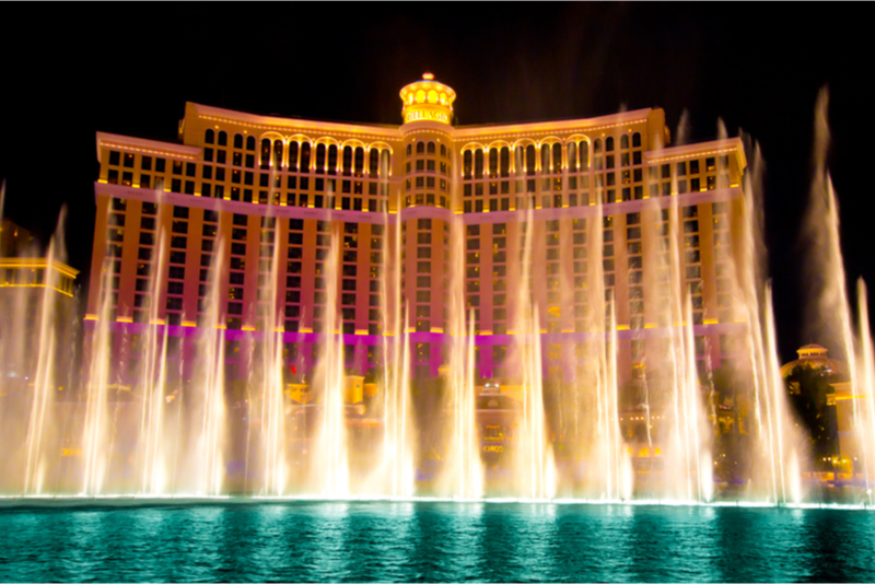 Las Vegas Bellagio Fountains Sunset Photograph by Mike Reid - Fine Art  America