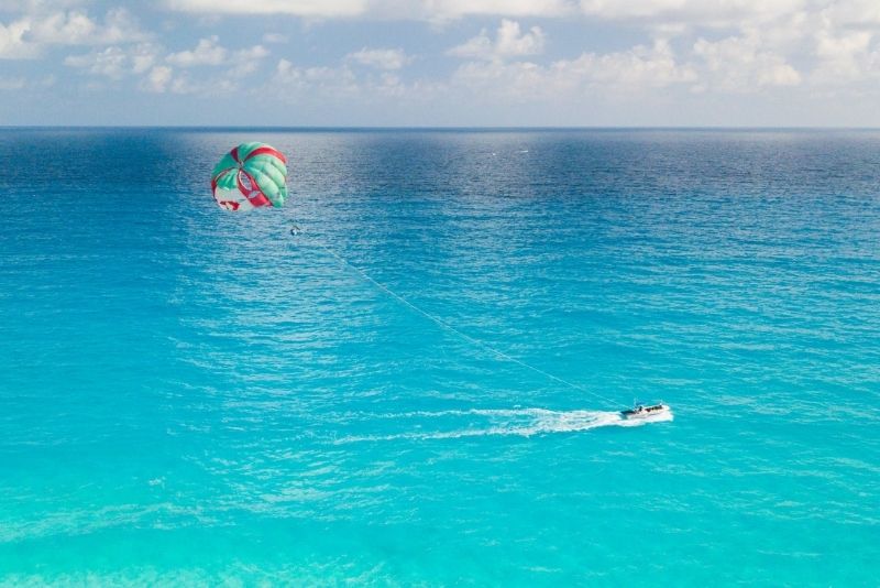 parasailing in Cancun, Mexico