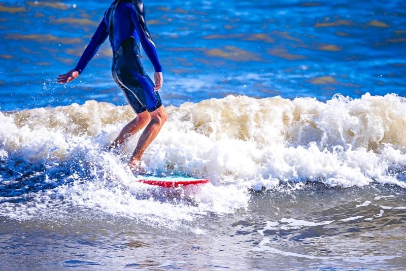 surfing in Folly Beach, Charleston