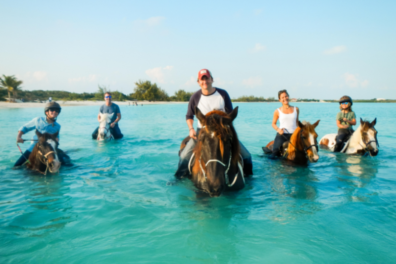 horse riding in the sea in Turks and Caicos