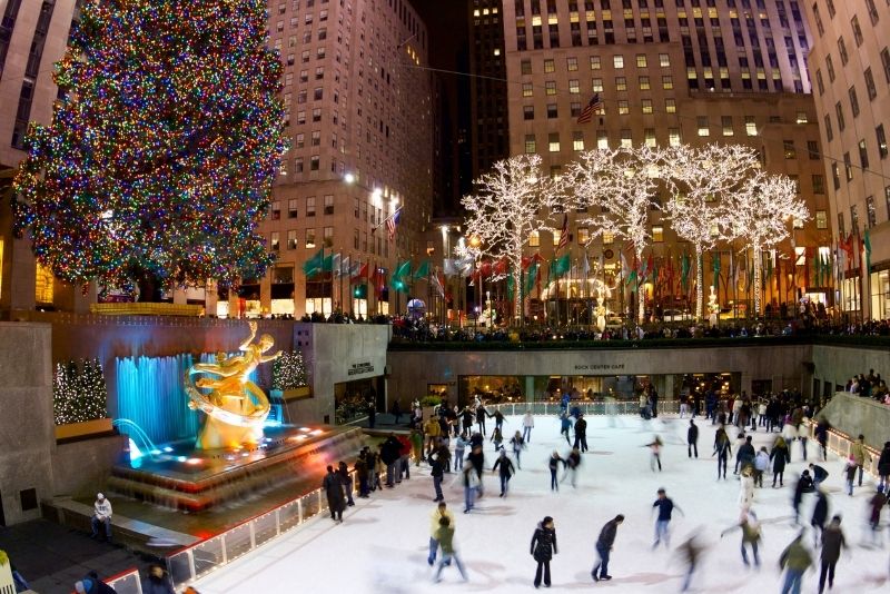 ice skating at the Rockefeller Center, New York City