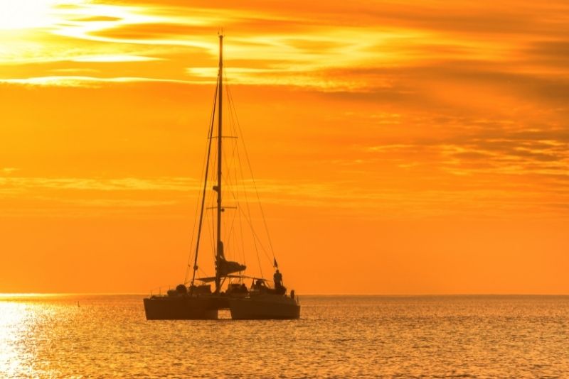 Sunset sailing cruise on yacht catamaran from Rethymno