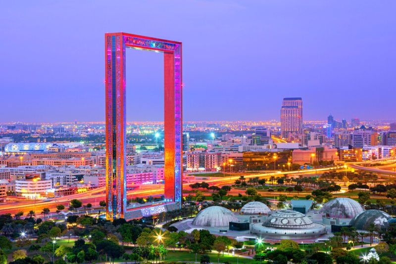 Dubai Frame at night