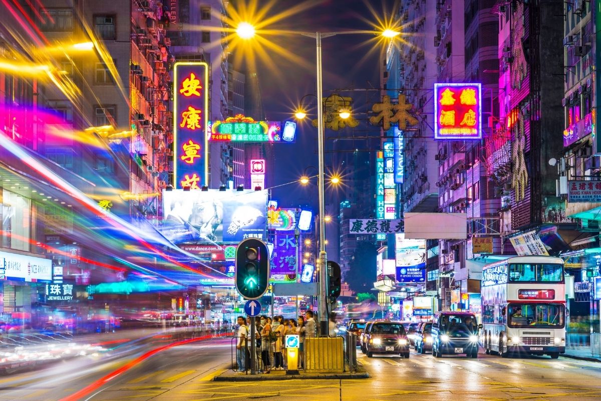 Canton Road At Night In Tsim Sha Tsui Stock Photo - Download Image