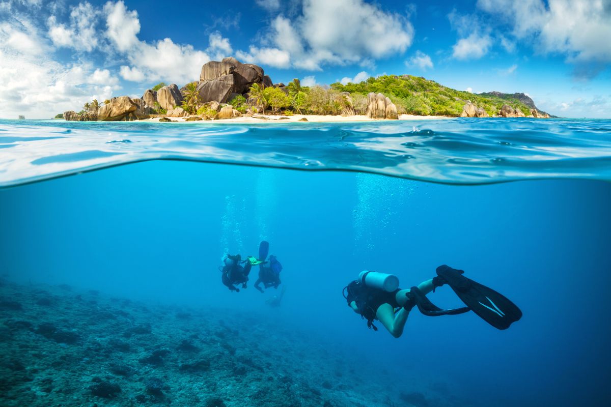 scuba diving in Praslin, Seychelles