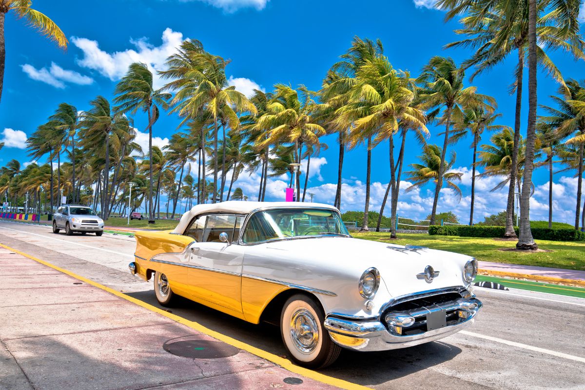 vintage car in South Beach, Miami