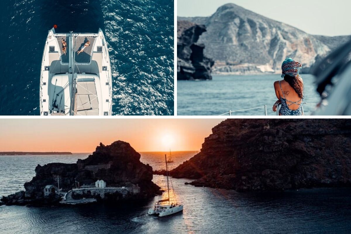 Romantic Sunset Catamaran Caldera Cruise by Santorini Yachting Club