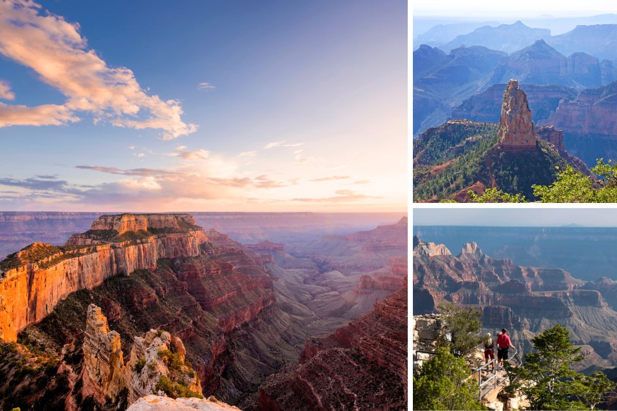 What are the highlights at each rim of the Grand Canyon - North Rim