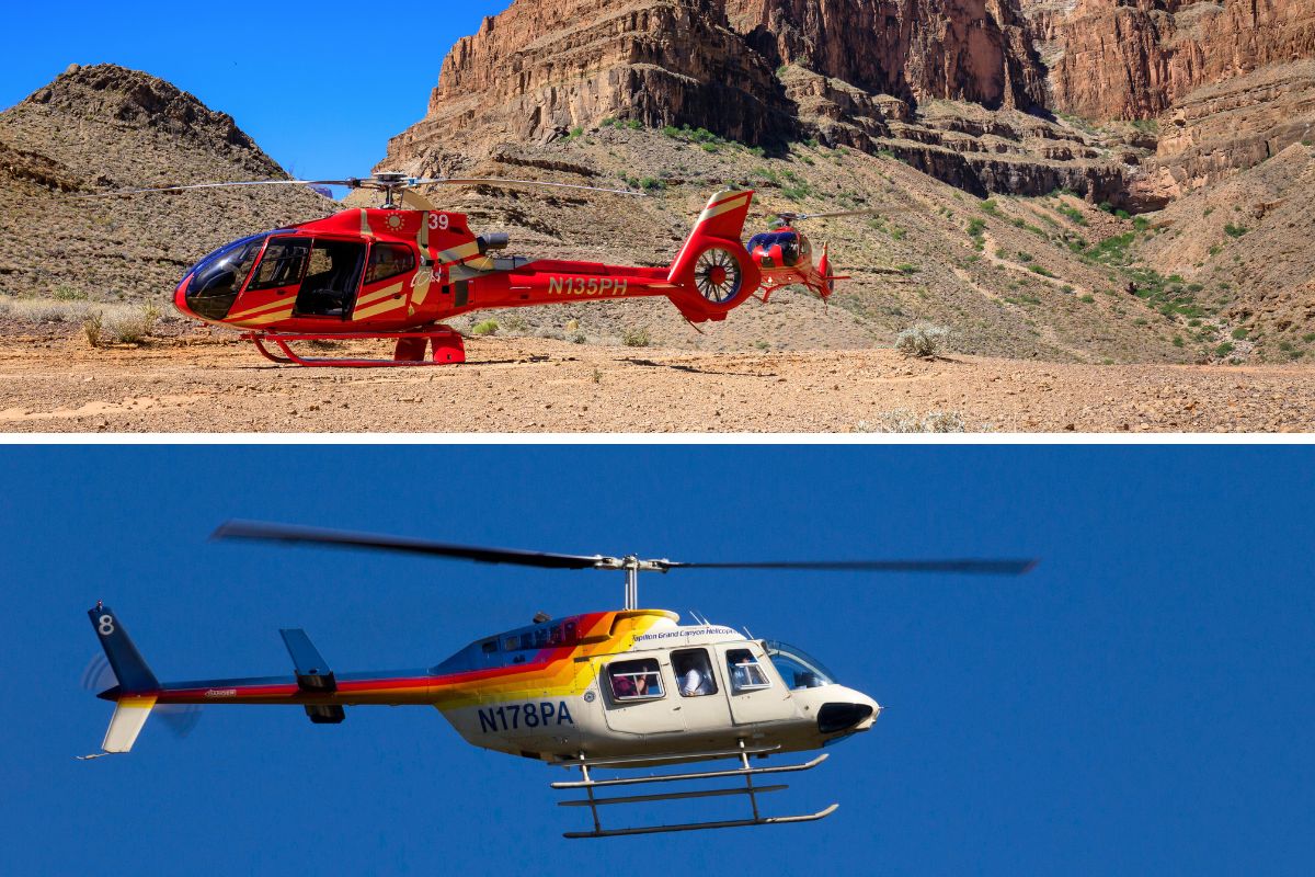 Which helicopter tour companies fly to the Grand Canyon